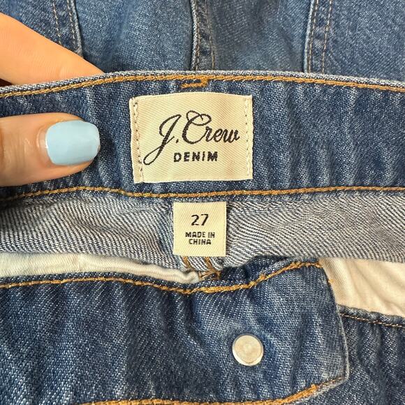 J. Crew High Rise Drapey Trouser Jean Full Length Wide Leg Medium Wash Blue - Picture 10 of 13